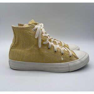 Converse CT All Star High-Top Yellow Jacquard Lace Women's Sz 7 - MINT